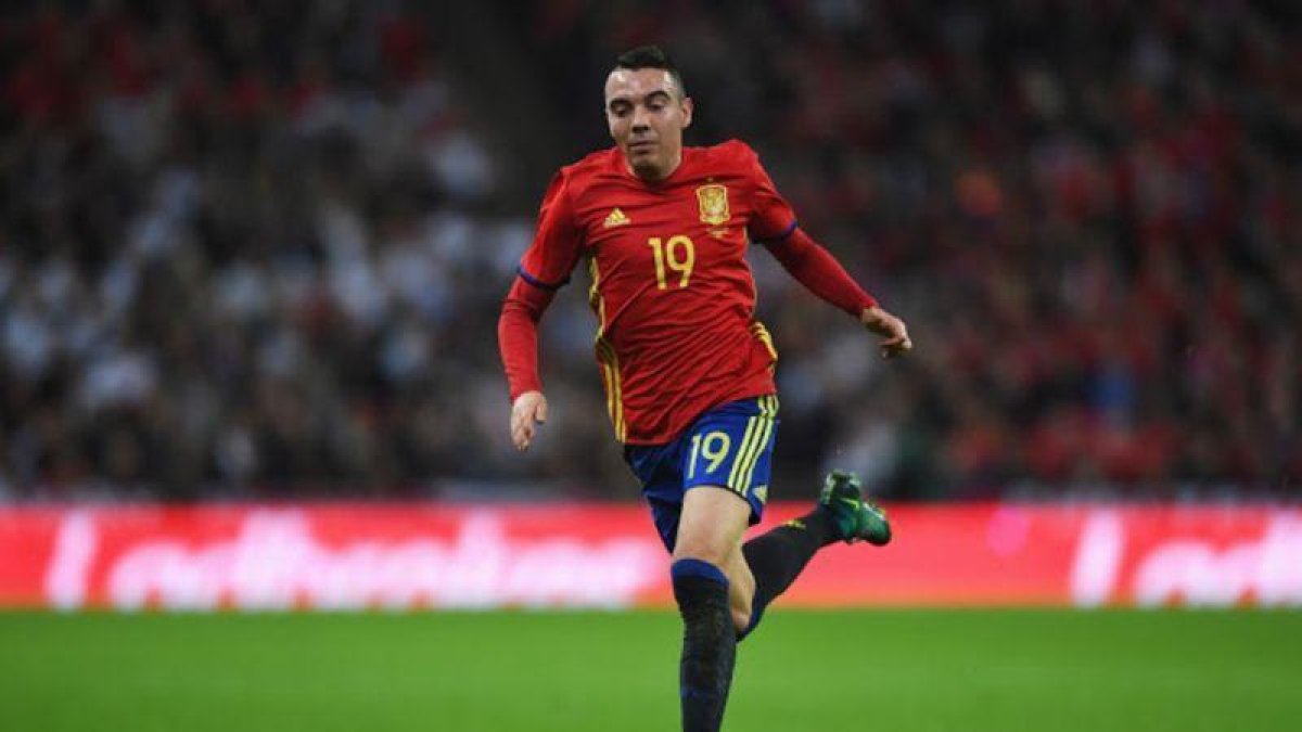 Iago Aspas, con la camiseta de la selección.-GUETTY