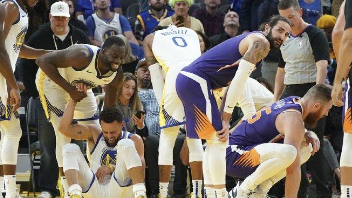 Stephen Curry, tras lesionarse.-USA TODAY