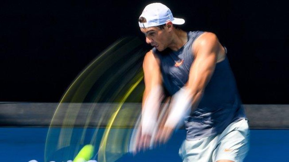 Rafael Nadal, en el entrenamiento de Melbourne.-WILLIAM WEST / AFP