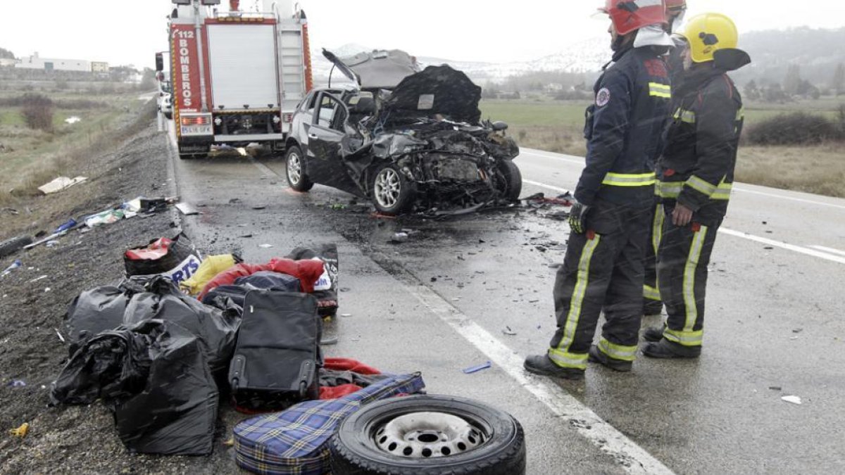 Accidente en Abejar en el que resultó inicialmente herida la joven que ha fallecido-L.A.T.
