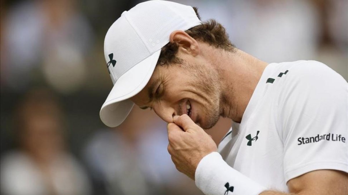 Murray se desespera durante el partido contra Querrey en Wimbledon.-EFE / FACUNDO ARRIZABALAGA