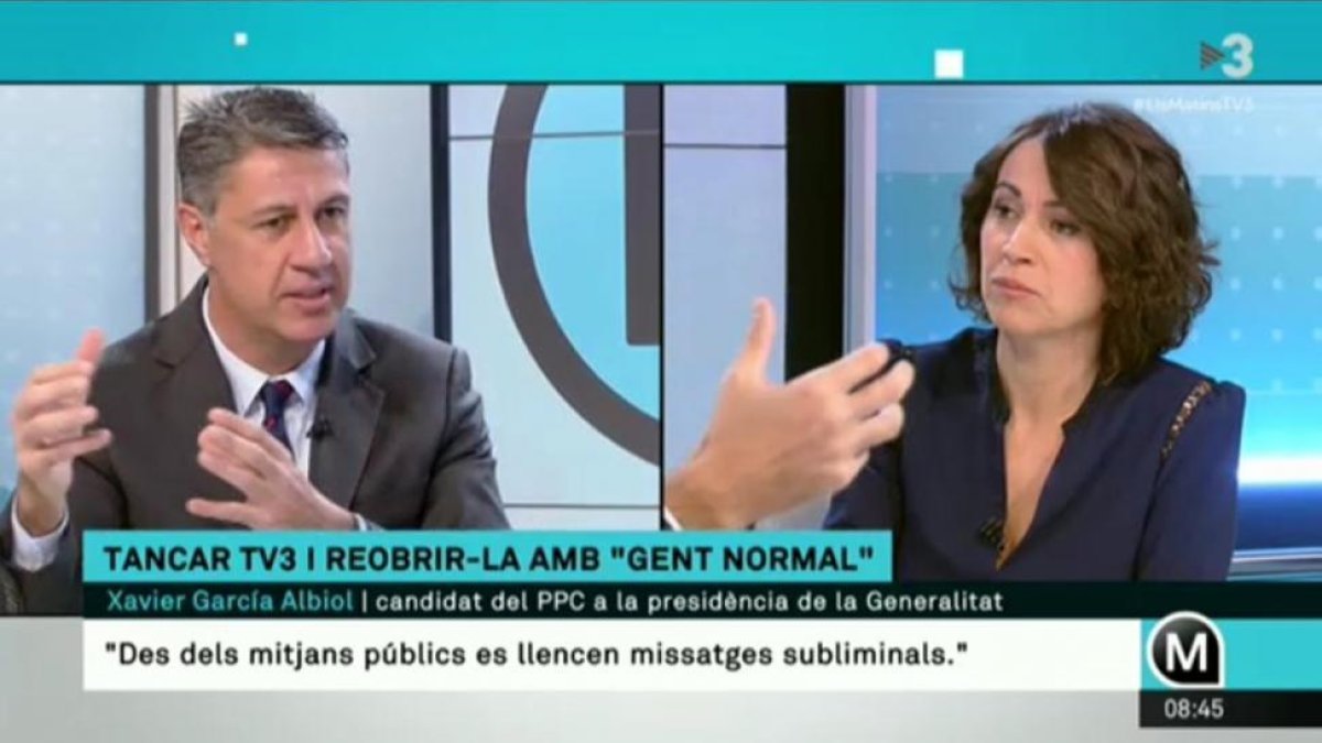 Albiol considera que los presentadores de la cadena son agitadores del independentismo y su director un activista de esta causa-/ TV3 (ELS MATINS)