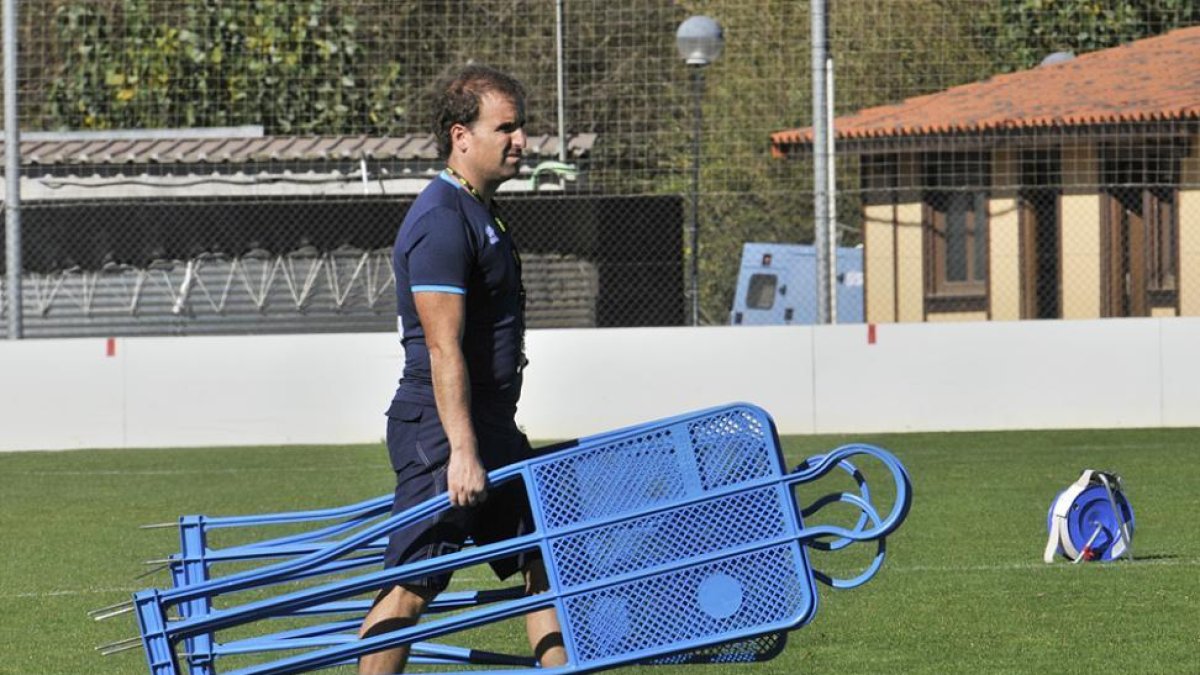 Jagoba Arrasate en la sesión de trabajo de esta semana celebrada en la Ciudad Deportiva.-Valentín Guisande
