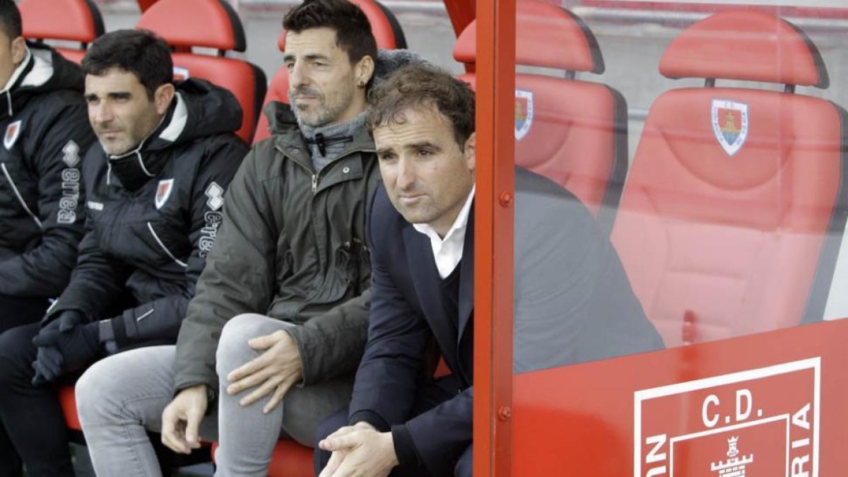 El técnico numantino, Jagoba Arrasate, durante el partido frente al tenerife.-ÁREA 11