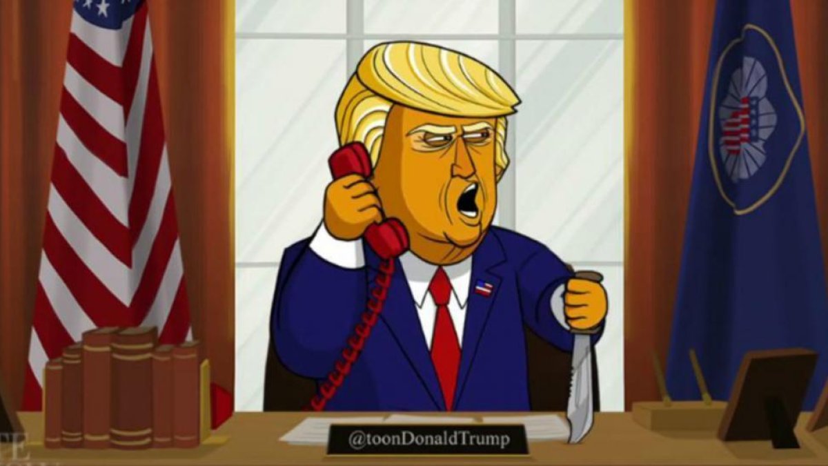 El Donald Trump animado en uno de los sketches habituales en el late night show de Stephen Colbert en la CBS.-SHOWTIME (SHOWTIME)