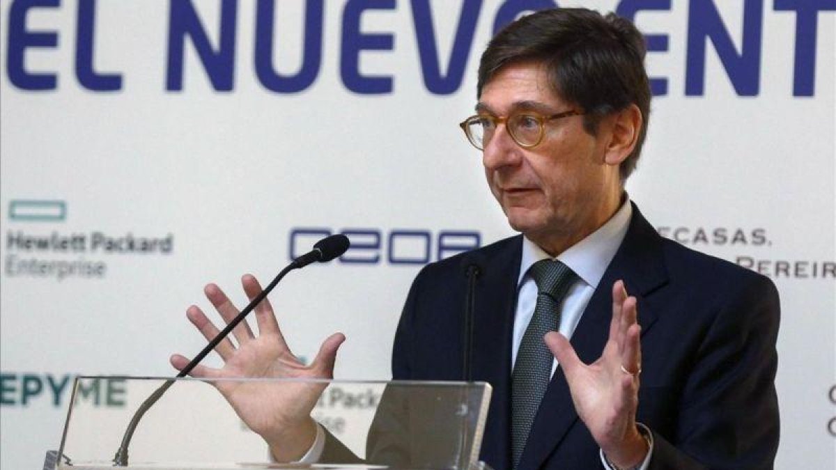 José Ignacio Goirigolzarri, durante el encuentro de hoy organizado por CEOE y CEPYME.-Paco Campos