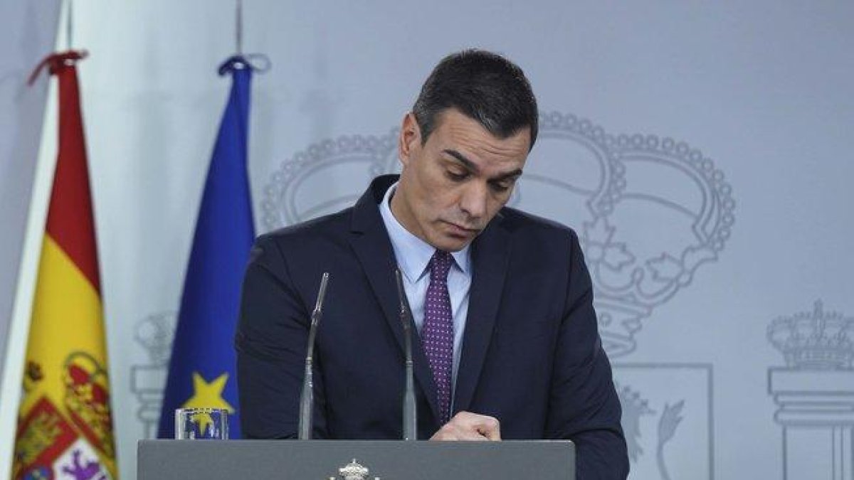 El presidente del Gobierno, Pedro Sánchez, durante una rueda de prensa.-DAVID CASTRO