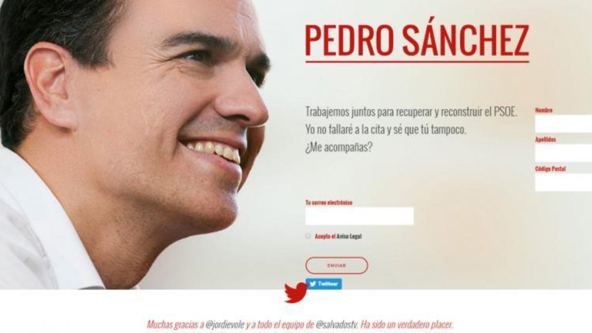Captura de pantalla de la web de Pedro Sánchez.-