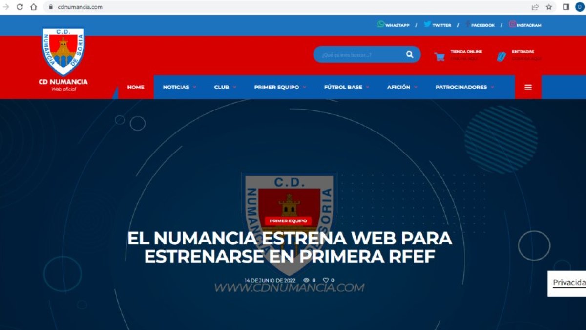 Página web del CD Numancia.
