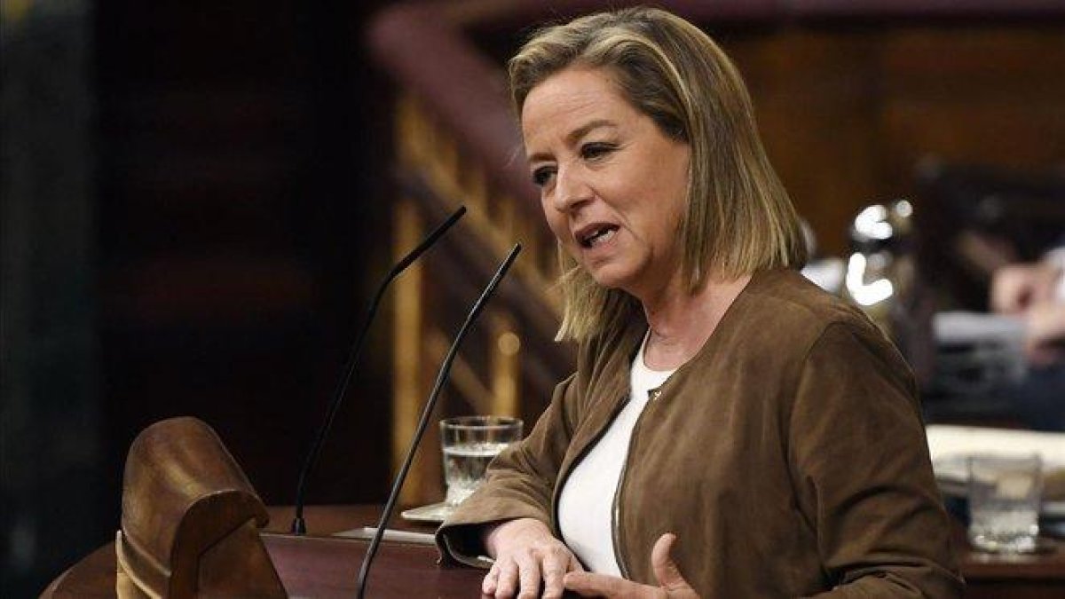 Ana Oramas, en el Congreso, tras anunciar su voto negativo a Pedro Sánchez.-PIERRE-PHILIPPE MARCOU AFP