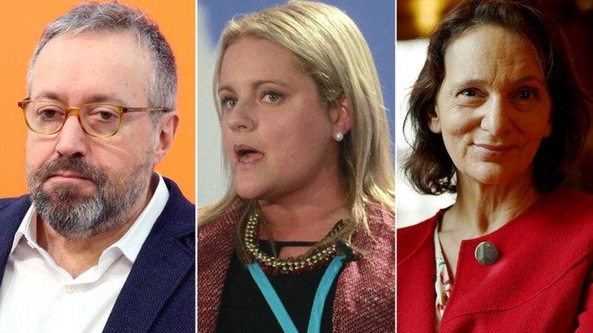 Juan Carlos Girauta, María del Mar Blanco y Carolina Bescansa de izquierda a derecha.-D. CASTRO / EFE / J.L. ROCA