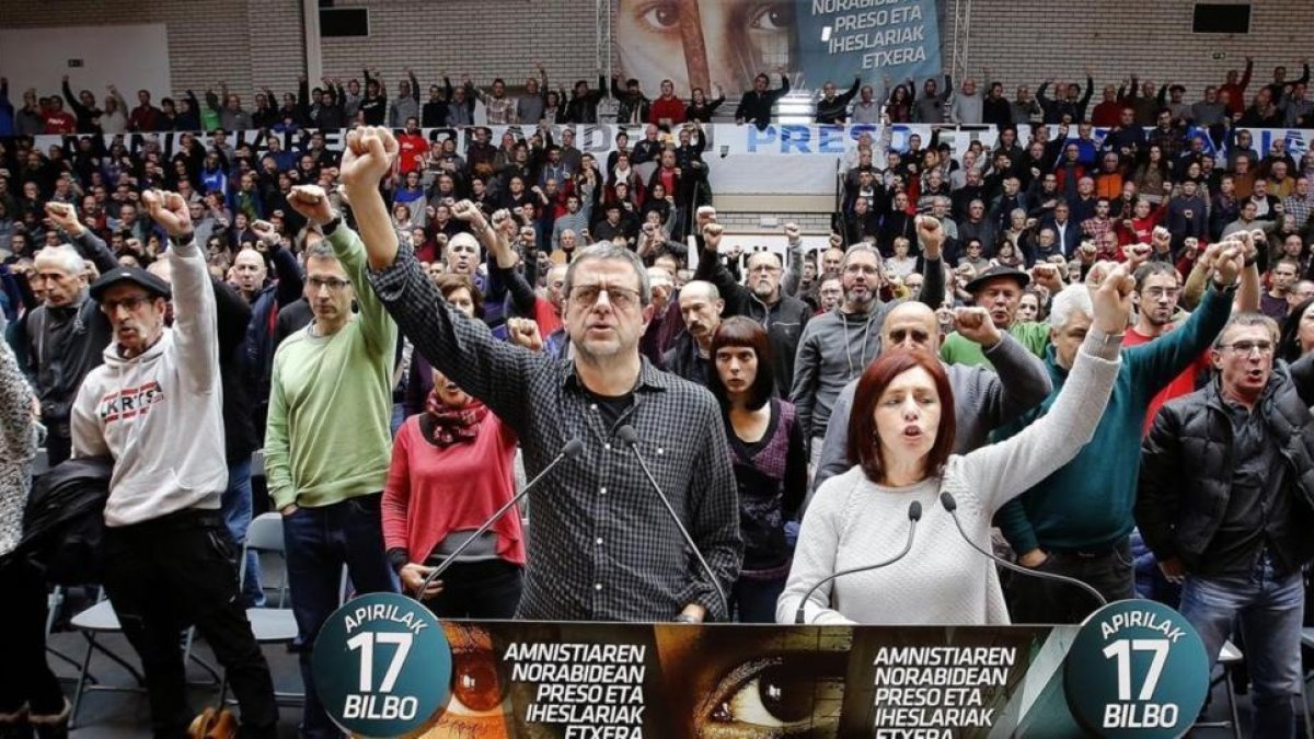 Acto de exreclusos y familiares de presos de ETA en Usurbil (Guipúzcoa), el pasado mes de marzo.-EFE / GORKA ESTRADA