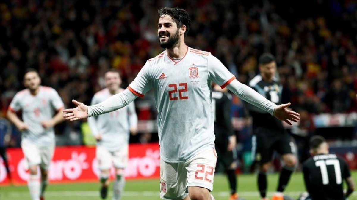 Isco, celebrando el tercer gol ante Argentina-MARISCAL (EFE)