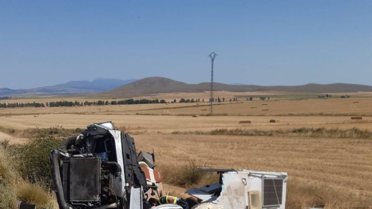 Estado en el que quedó la autocaravana siniestrada. HDS