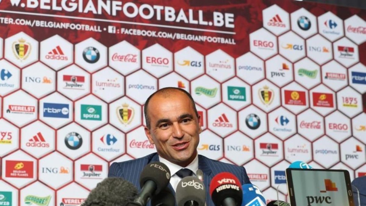 Roberto Martínez, el nuevo seleccionador de Bélgica, durante el acto de su presentación.-VIRGINIE LEFOUR