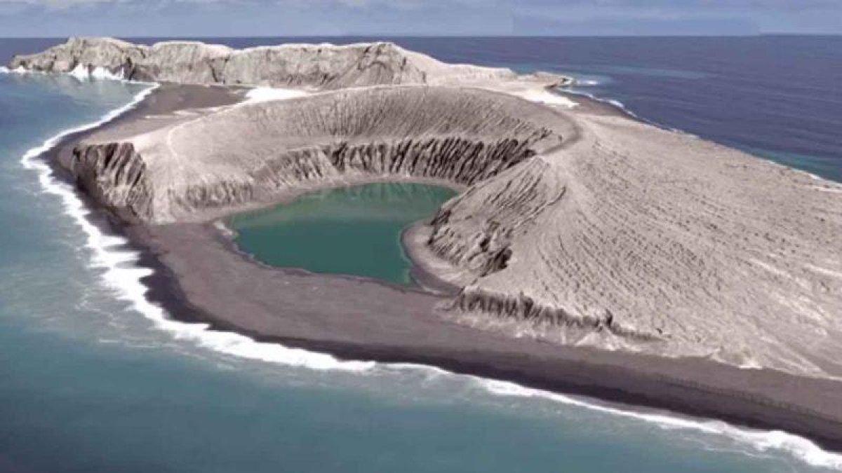 Una nueva isla del Pacífico se está formando a partir de ceniza en Tonga.-NASA