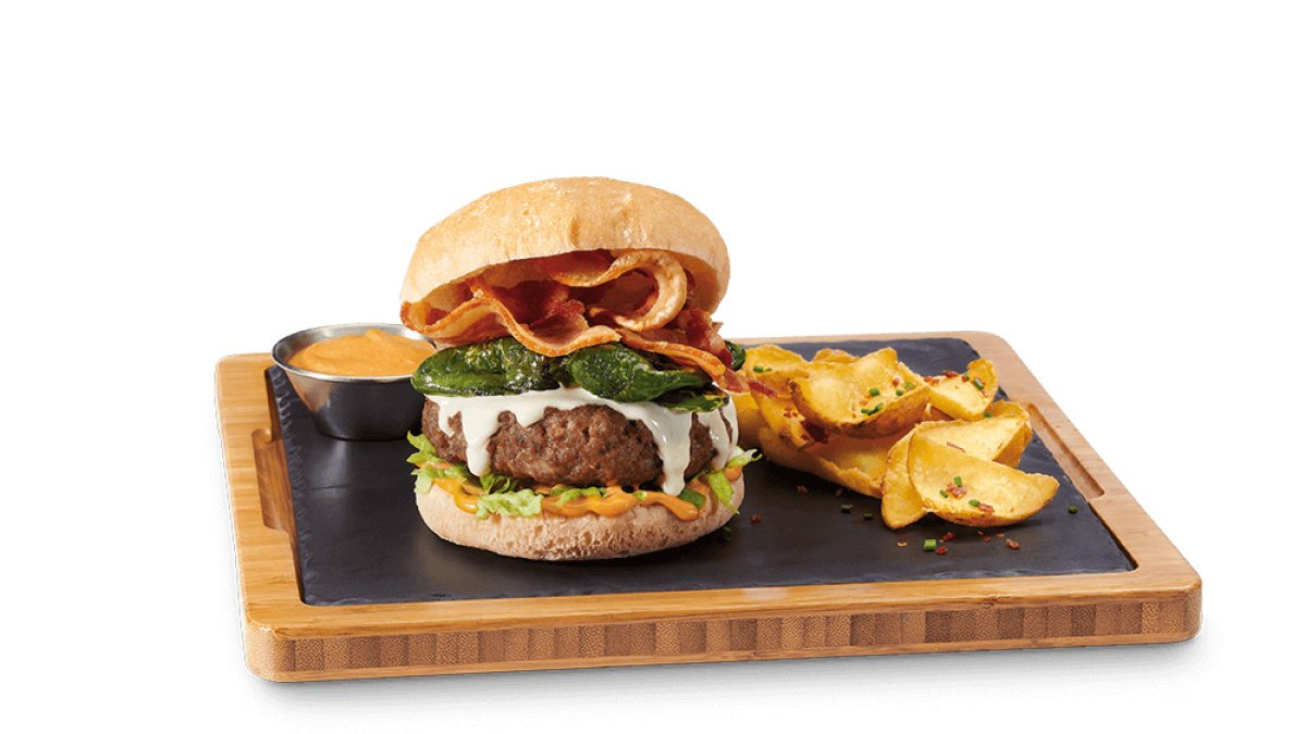 La Iberíquisma Burger se rinde al Torrezno de Soria y lo incluye en sus ingredientes. HDS