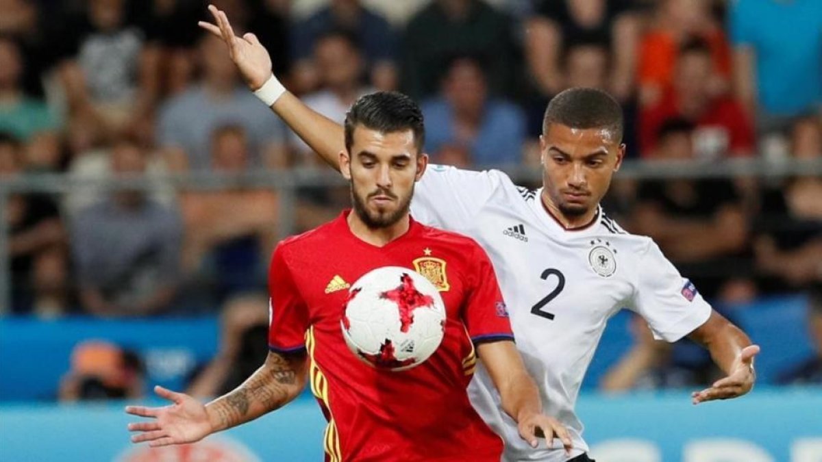 Ceballos, en la final de la Eurocopa sub-21 contra Alemania, el pasado viernes en Cracovia.-