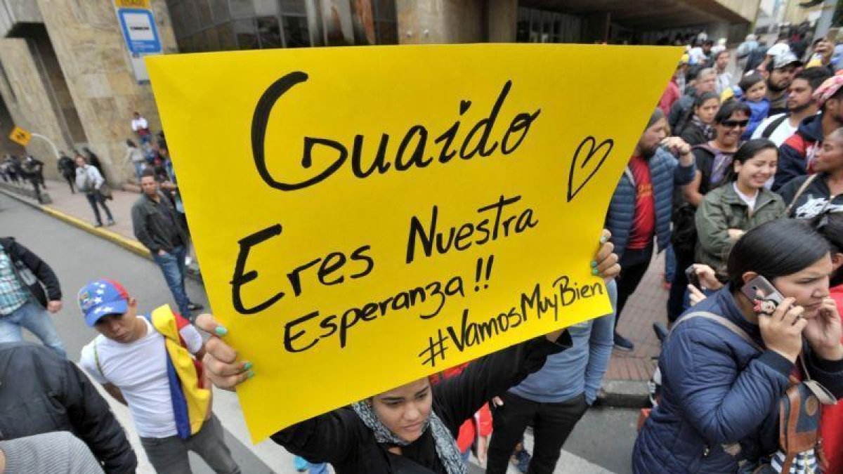 Guaidó llegó el domingo a Bogotá para participar en la cumbre del Grupo de Lima.-REUTERS