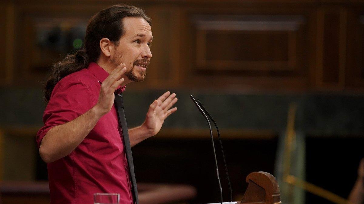Pablo Iglesias, durante una rueda de prensa.-EL PERIÓDICO