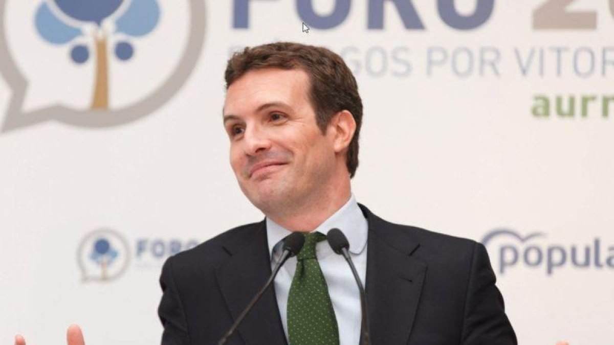Pablo Casado, el pasado martes en un acto en Vitoria.-EFE / DAVID AGUILAR