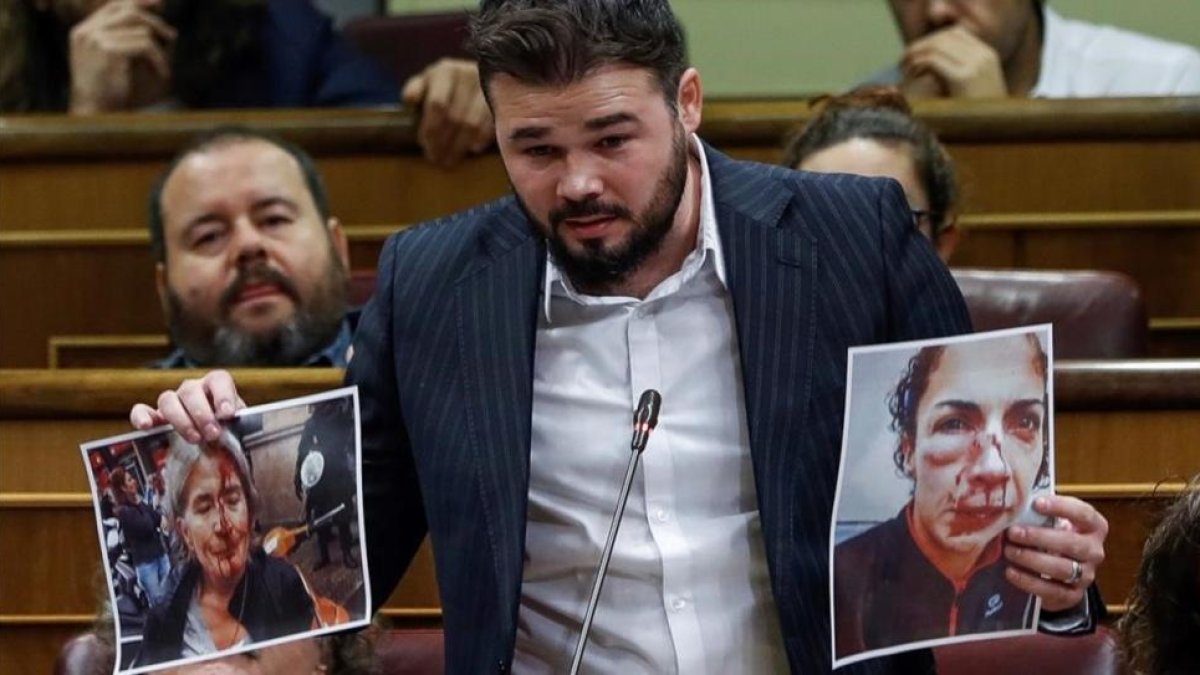 Gabriel Rufián, este miércoles en el Congreso.-EFE