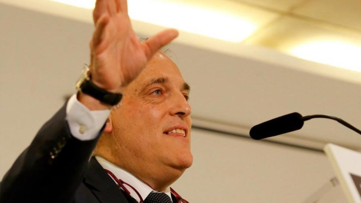 Javier Tebas, durante un encuentro con la prensa.-/ JUAN MANUEL PRATS