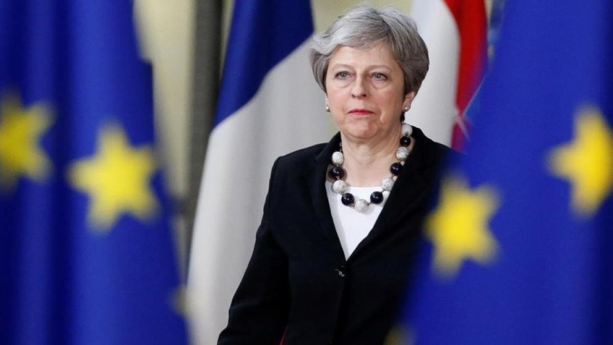 Theresa May, en un Consejo Europeo..-EFE