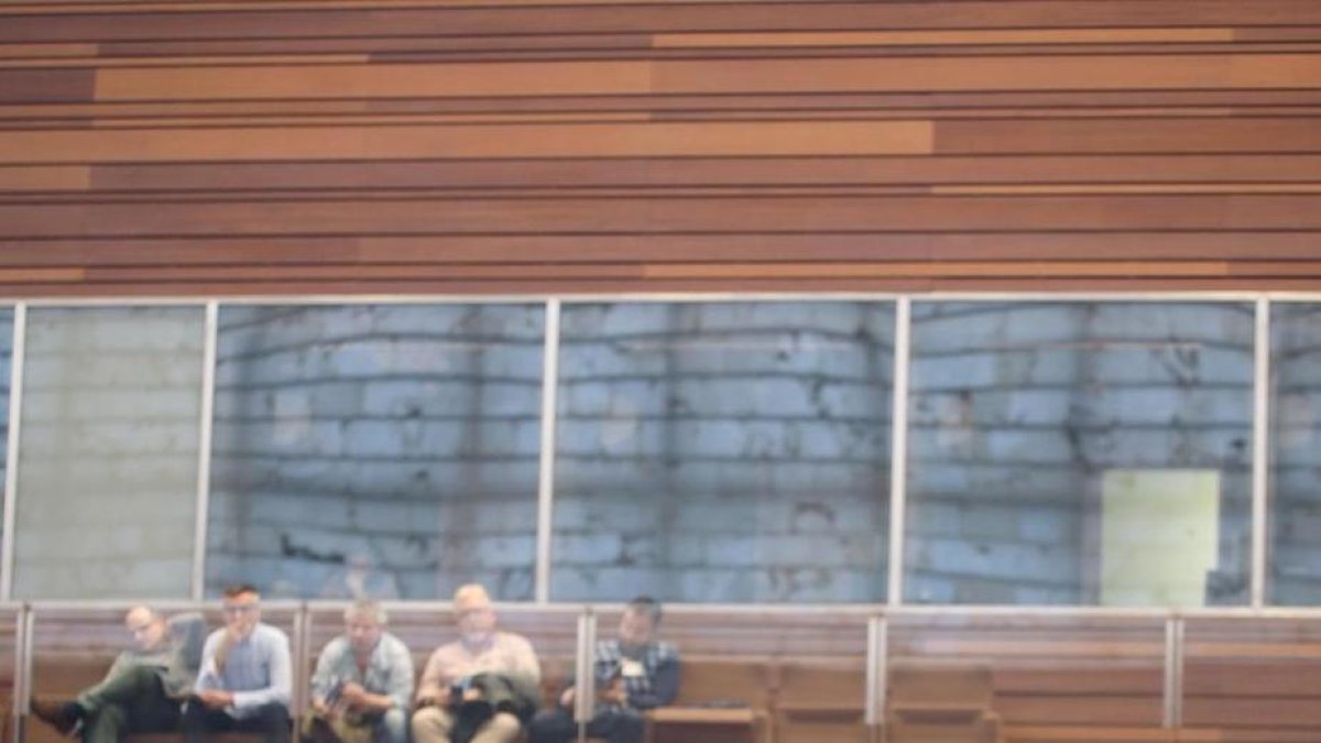 Intervención de la procuradora popular Irene Cortés en el Pleno de las Cortes. En la tribuna de invitados, el comité de empresa de la central nuclear de Garoña-ICAL
