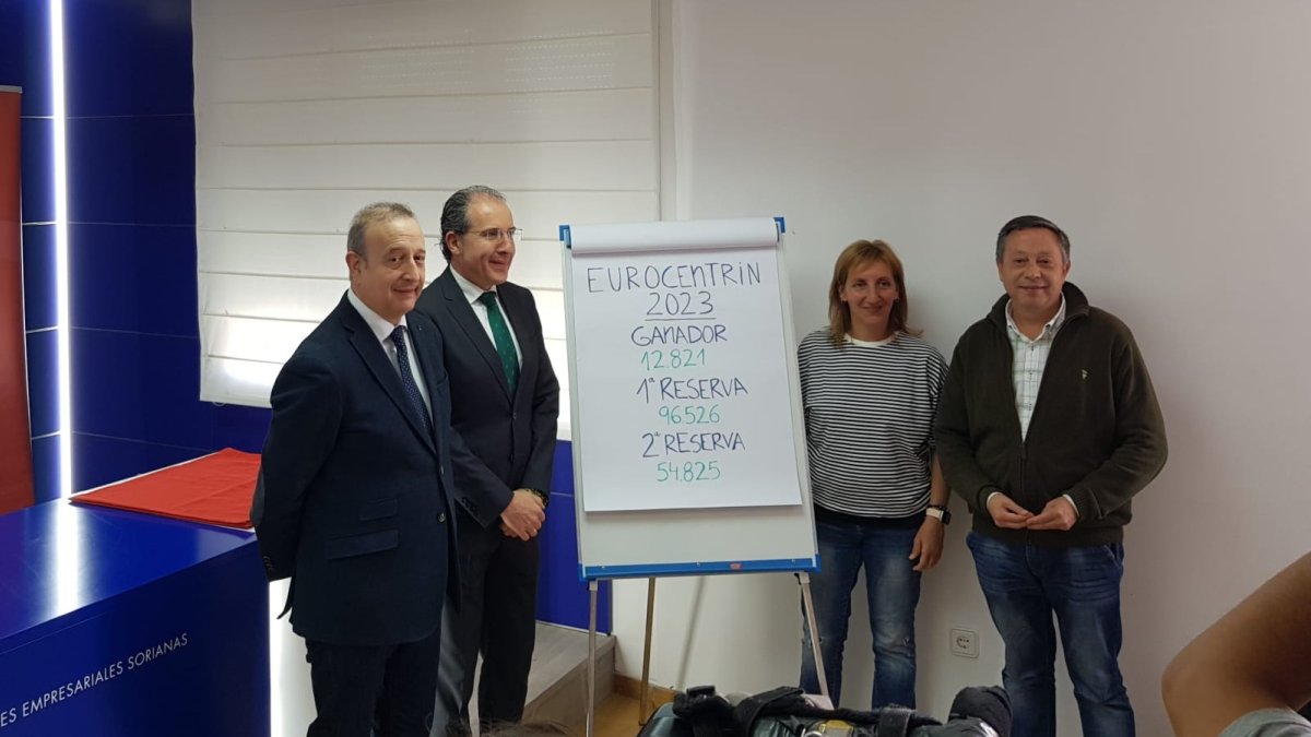 Presentación de los números ganadores del sorteo del Eurocentrín 2023 en Soria. HDS