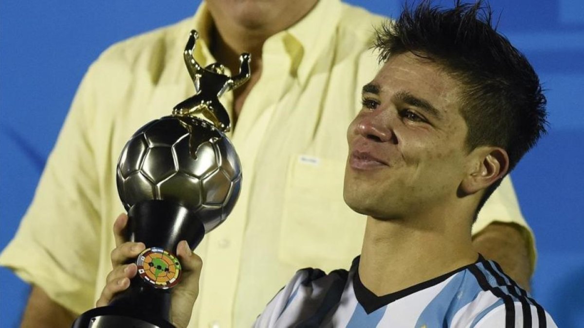 Giovanni Simeone, durante el campeonaato sub 20 con Argentina-AP / MATILDE CAMPODONICO
