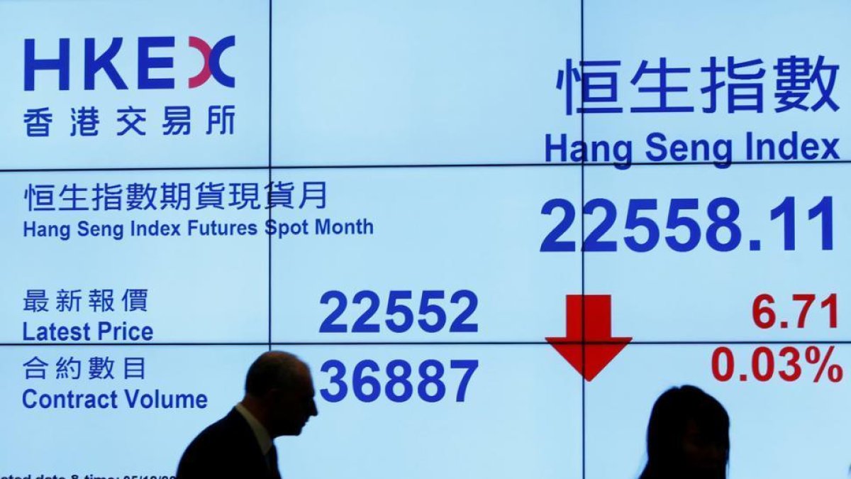 Un panel sobre la marcha del índice Hang Seng, en la Bolsa de Hong Kong.-BOBBY YIP