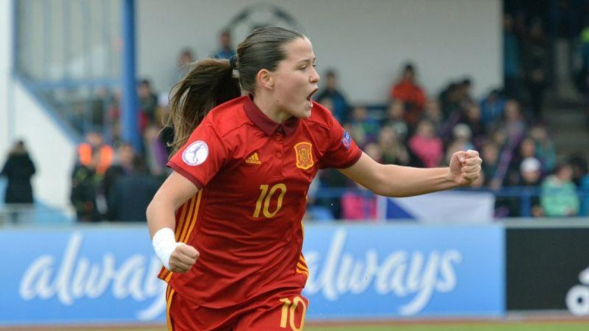 Fotografía facilitada por la UEFA  de la jugadora de fútbol Claudia Pina  máxima goleadora histórica de la seleccion sub 17 con 27 goles en 22 partidos .-UEFA