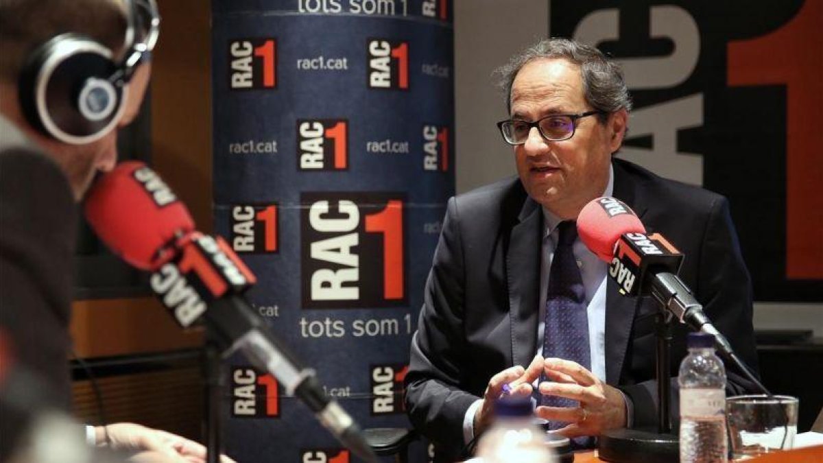 El president Quim Torra, este martes, en una entrevista en RAC-1.-JORDI BEDMAR