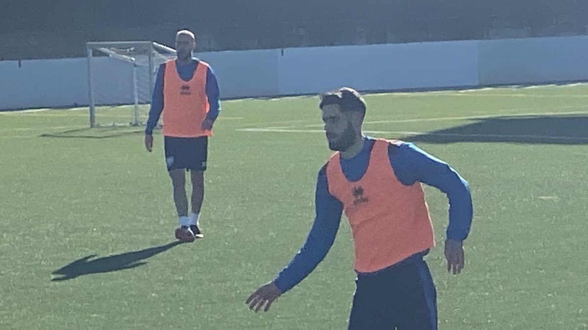Fernando Román en su primer entreno con el Numancia. CD Numancia