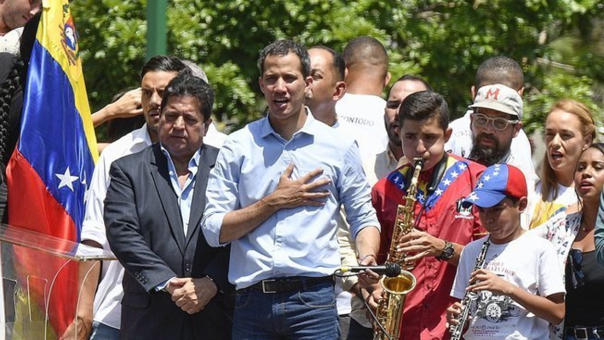 Juan Guaidó, presidente interino de Venezuela en un evento masivo.-AFP