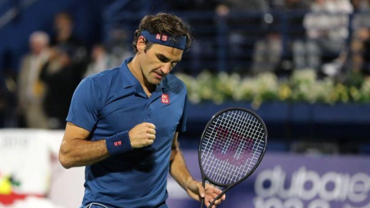 Roger Federer celebra un punto en la final del torneo de Dubái.-X90013
