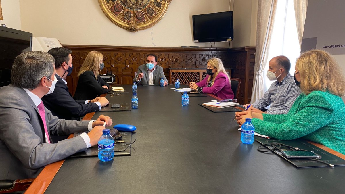 Un momento de la reunión, esta mañana en la Diputación.-HDS
