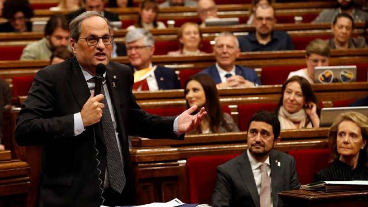 Torra: Esta tarde, en el Clásico, la gente se expresará con libertad, tranquilamente, y el Barça ganará.-TONI ALBIR / EFE
