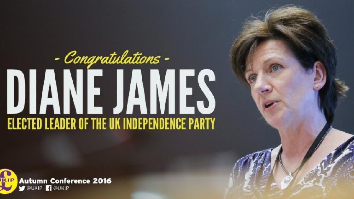 Foto de propaganda de Diane James, nueva líder del UKIP.-