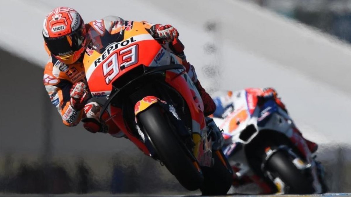 Márquez logra su tercera victoria seguida del mundial en Le Mans.-JEAN-FRANCOIS MONIER