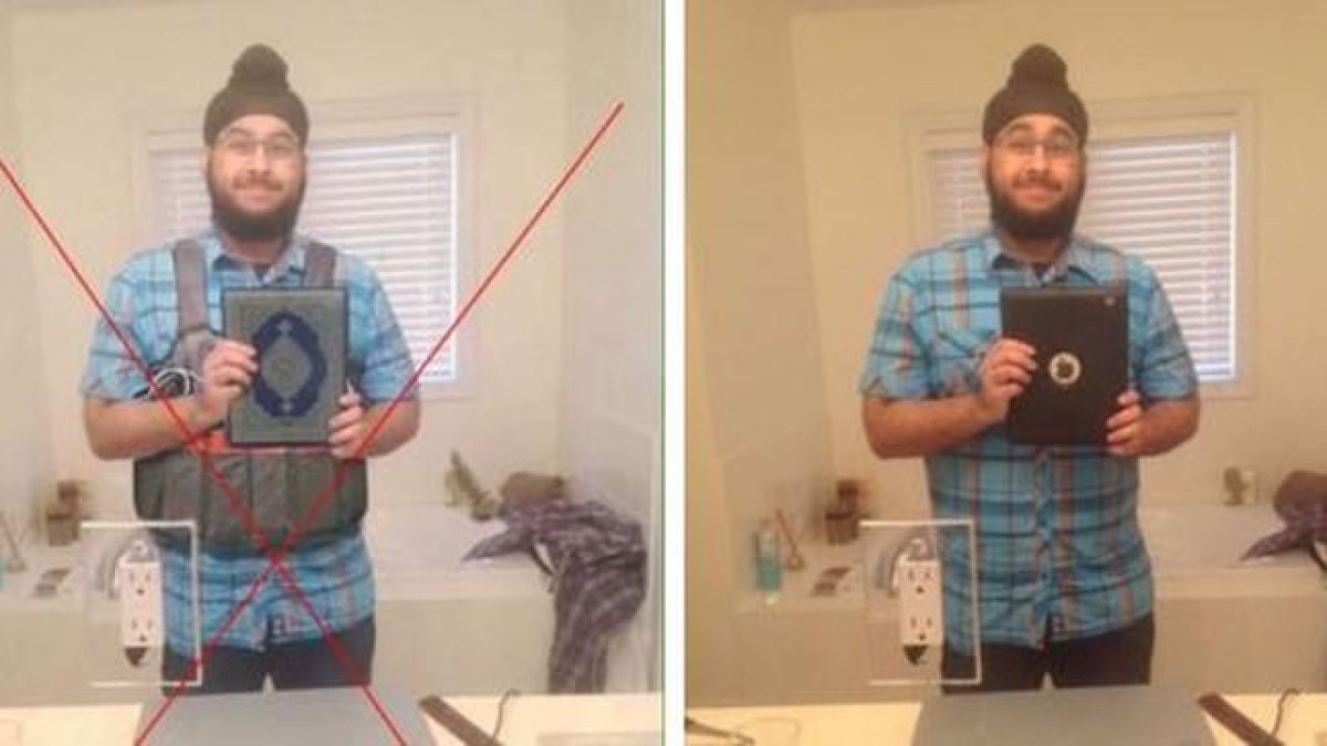 A la izquierda de la imagen vemos la fotografía trucada y a la derecha la original.-TWITTER