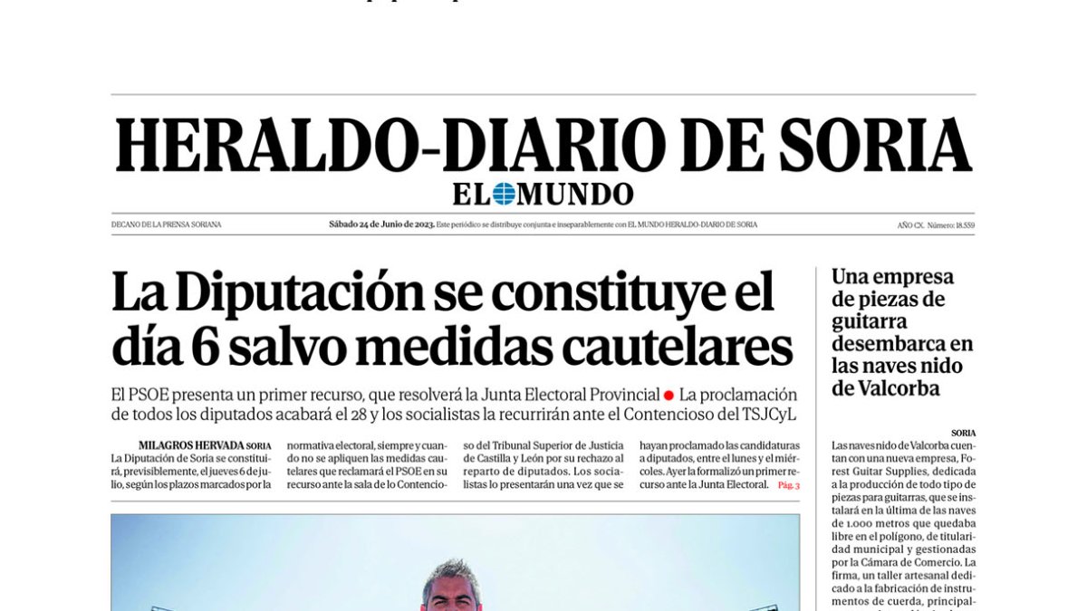 Portada de Heraldo Diario de Soria del 24 de junio de 2023