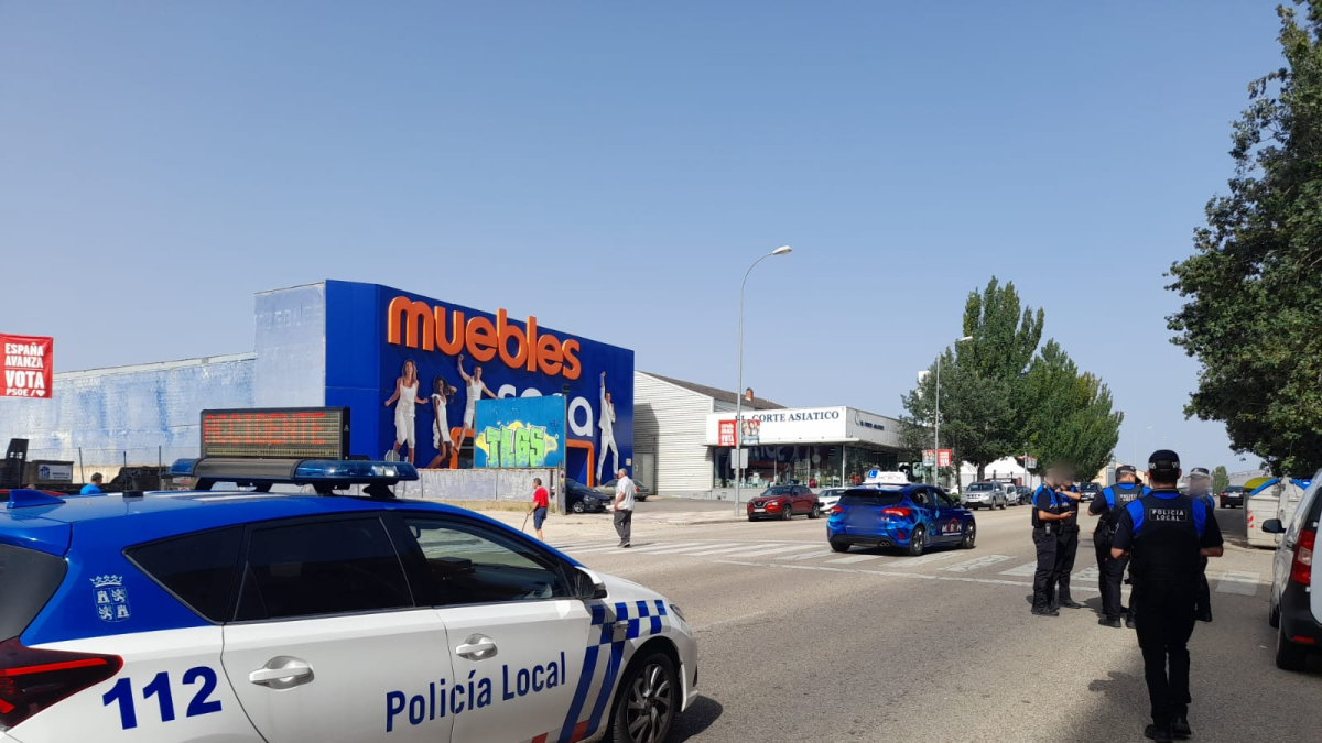 Lugar en el que se produjo en atropello en Soria, ya protegido por la Policía Local.