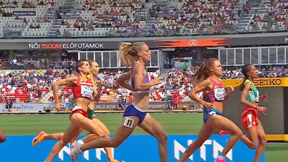 Marta Pérez durante su serie en el Mundial de Atletismo de Budapest.