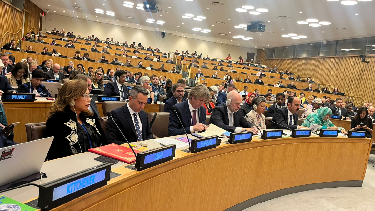 El alcalde de Soria durante la reunión en la ONU. HDS