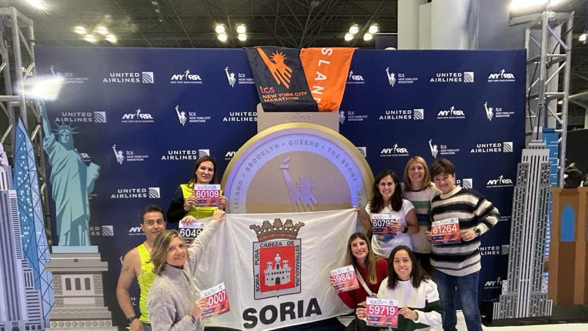 La bandera de Soria se lució entre los dorsales de los atletas desplazados a Nueva York.
