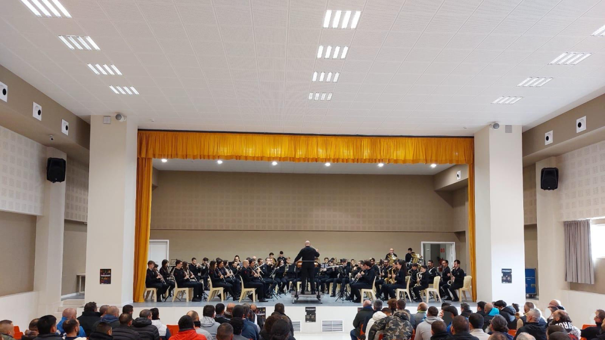 La Banda Municipal de Música de Soria durante su concierto en la cárcel.