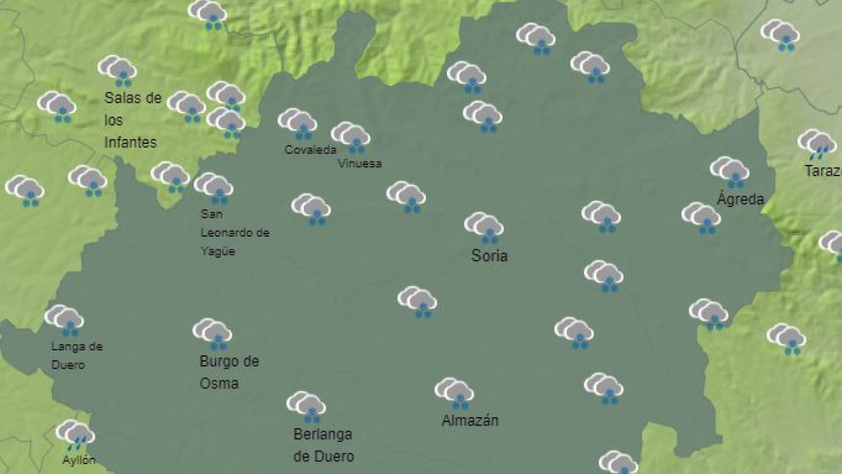 Predicción del estado del cielo en Soria este viernes 19 entre 6 horas y las 18 horas.