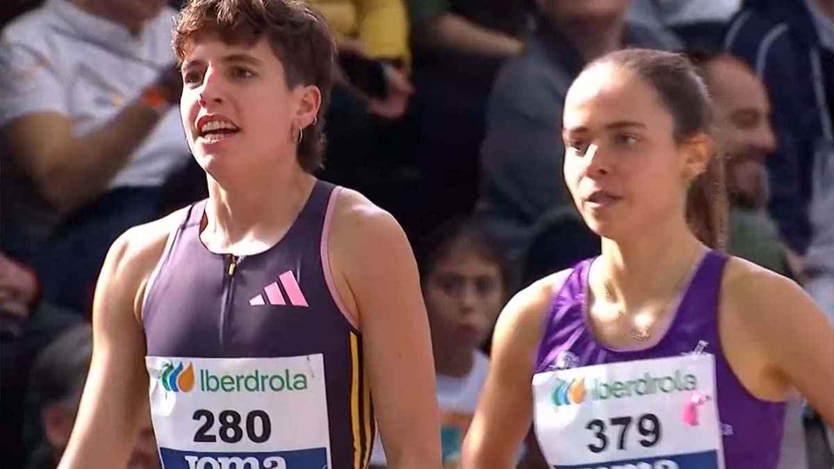 Marta Pérez junto a la celtíbera Noemí Valencia durante la tercera semifinal del Campeonato de España en pista.